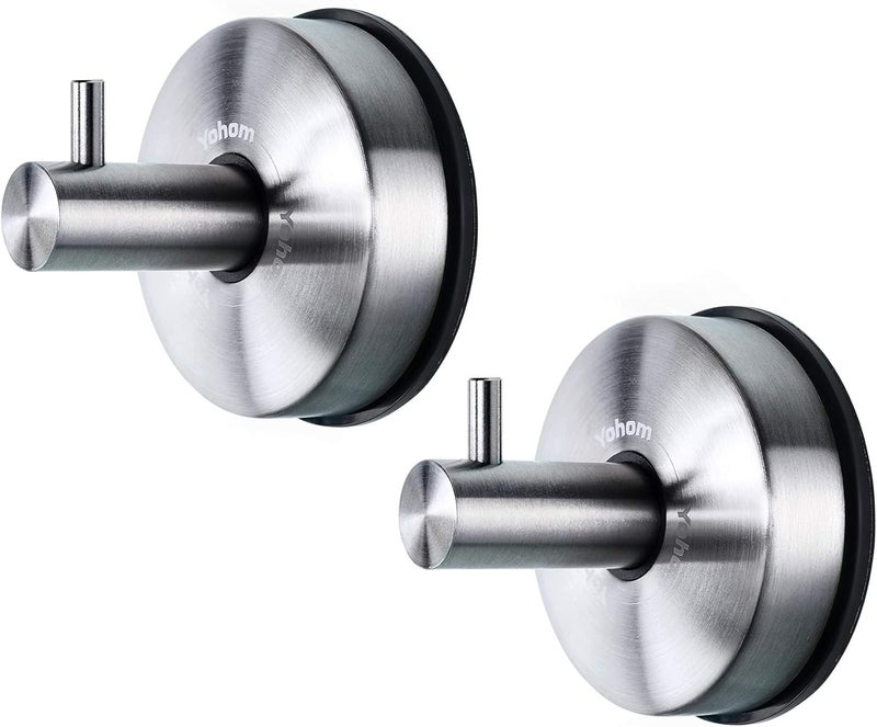 OHOM Stainless Steel Vacuum Suction Cup Bathroom Shower Holders - Removable Towel Rack, Bathrobe and Loofah Hooks with Brushed Finish - Image 1
